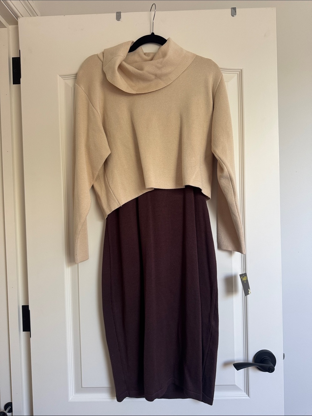 Taylor Cropped Cowl Neck Sweater in Beige